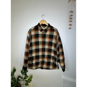 Black Rust Plaid Eddie Bauer Sherpa Fleece Lined Shacket Jacket - (Men's XL)